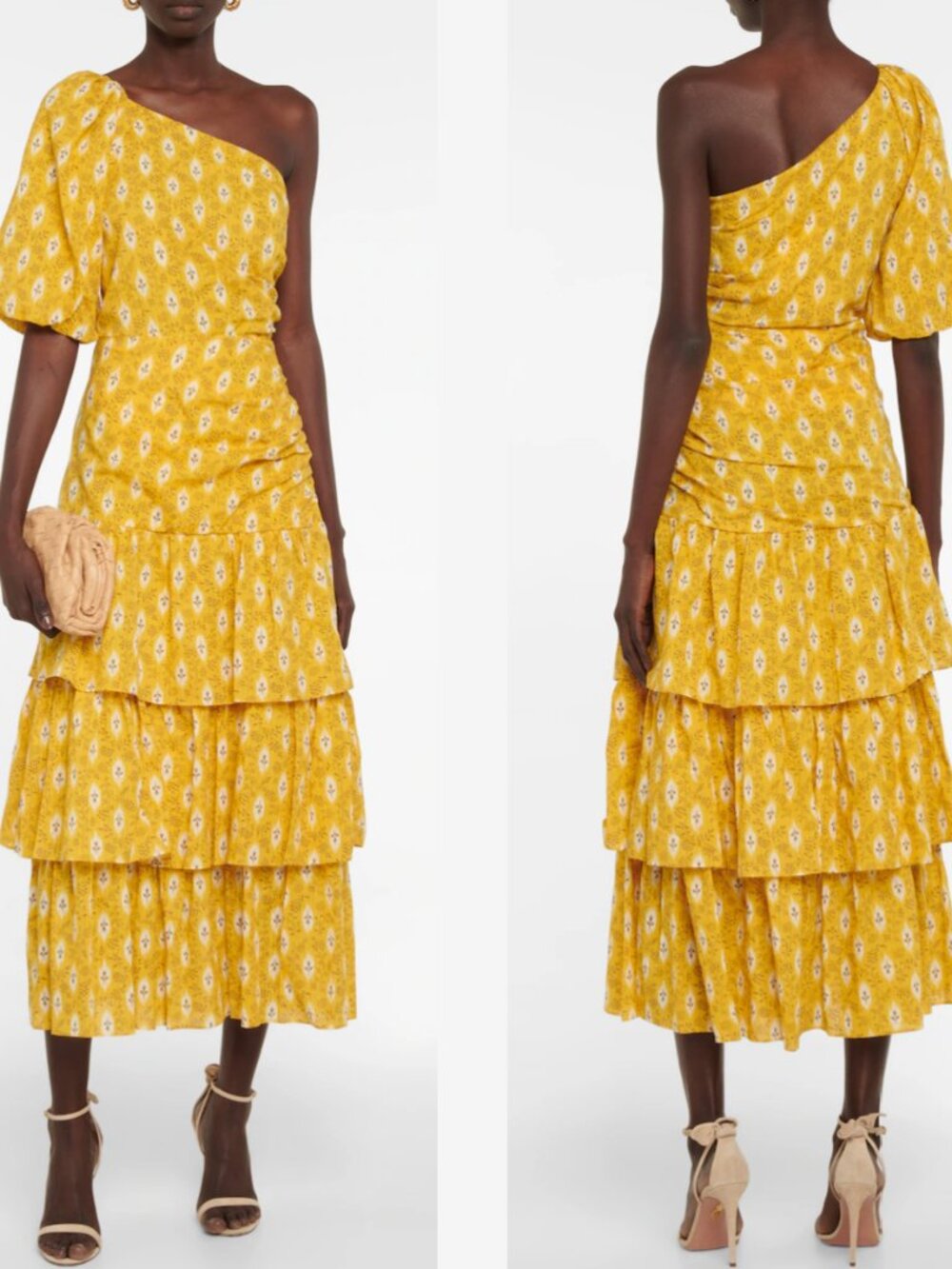 Veronica Beard Maxi Dress One Shoulder Floral Yellow Size 6 NEW